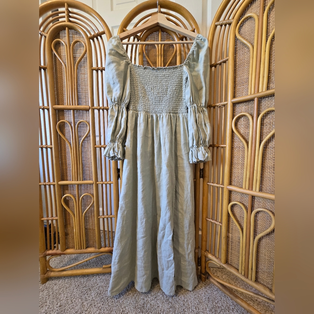 Reformation Linen Hyland Dress Dried Herbs